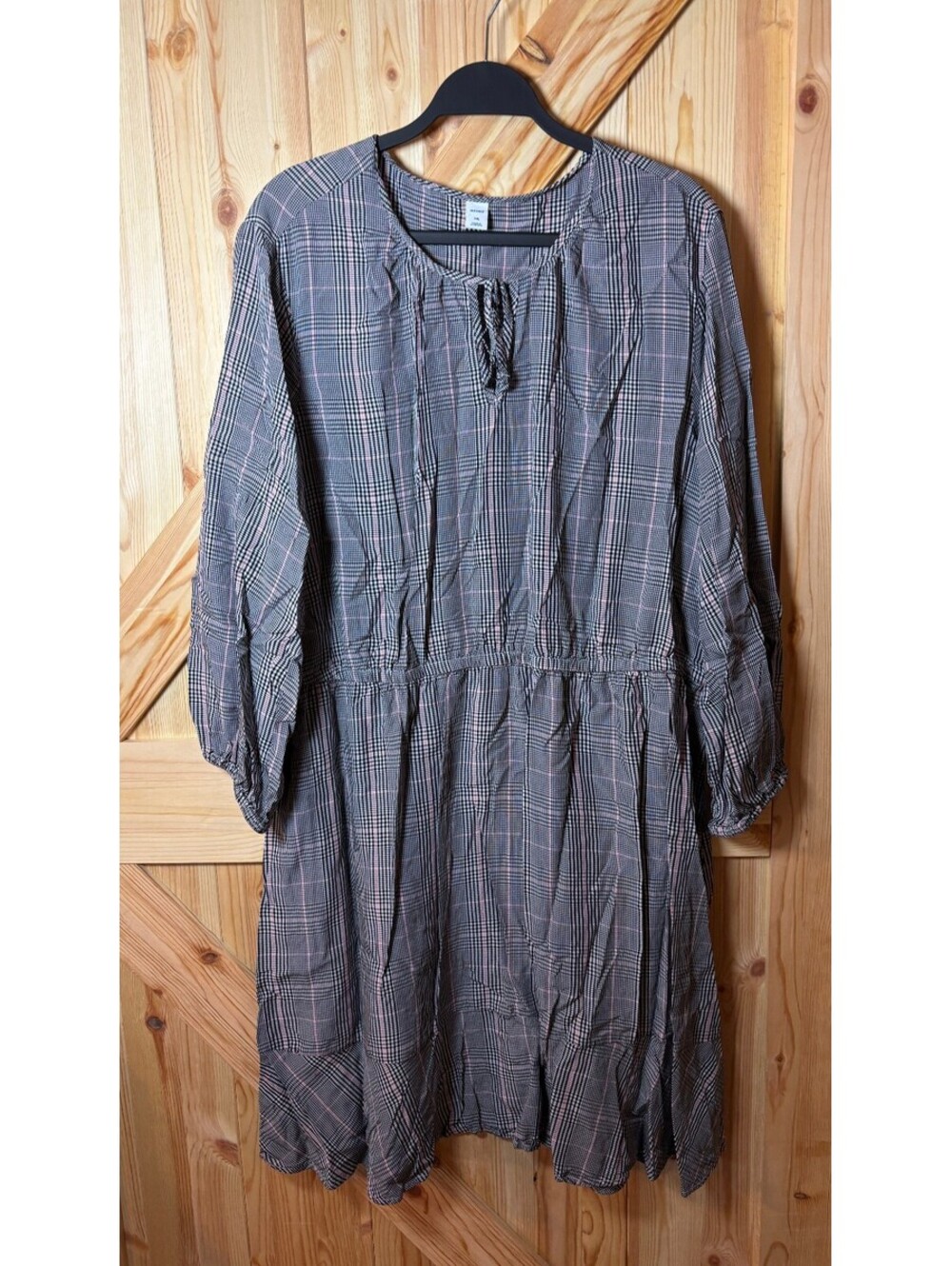 Old Navy XXL Plaid Rayon Blend Dress with Elastic Waist and Sleeves